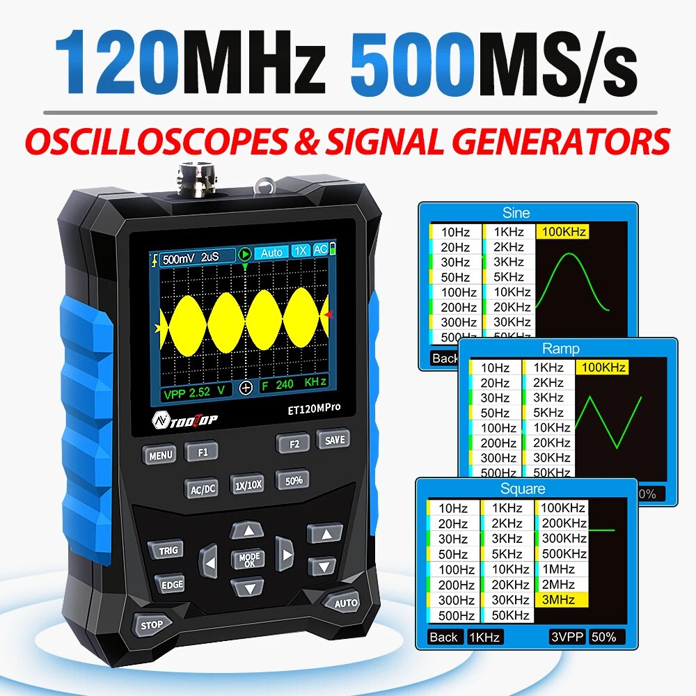 TOOLTOP ET120MPro portabel 120 - Digital Storage Oscilloscope 100Mhz ulasan dan harga
